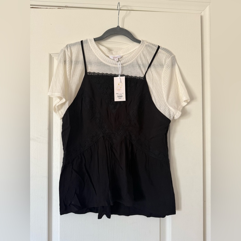Kohls Black and White Layered Women's Top